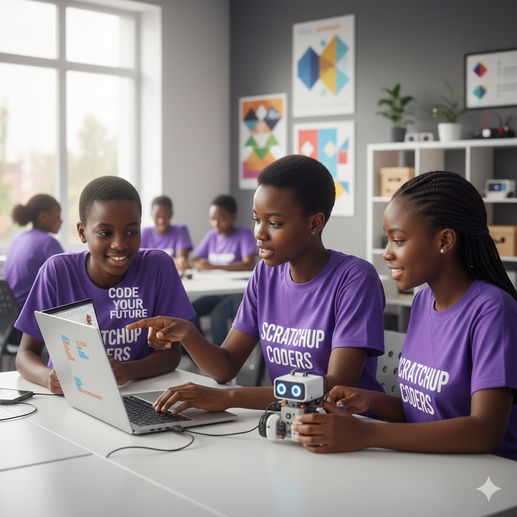 Students learning to code